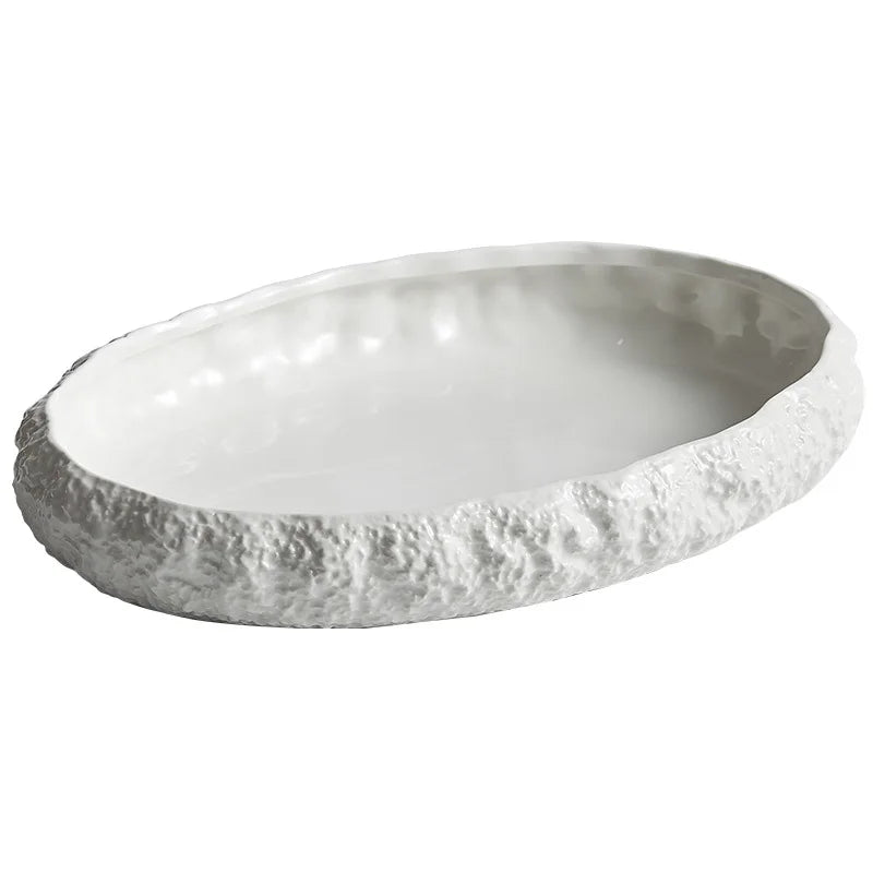 Rock Grain Ceramic Steamed Fish Plate